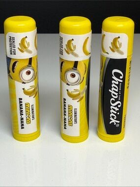 ChapStick Minions Banana Lip Balm Set of 3, new/packaging sealed